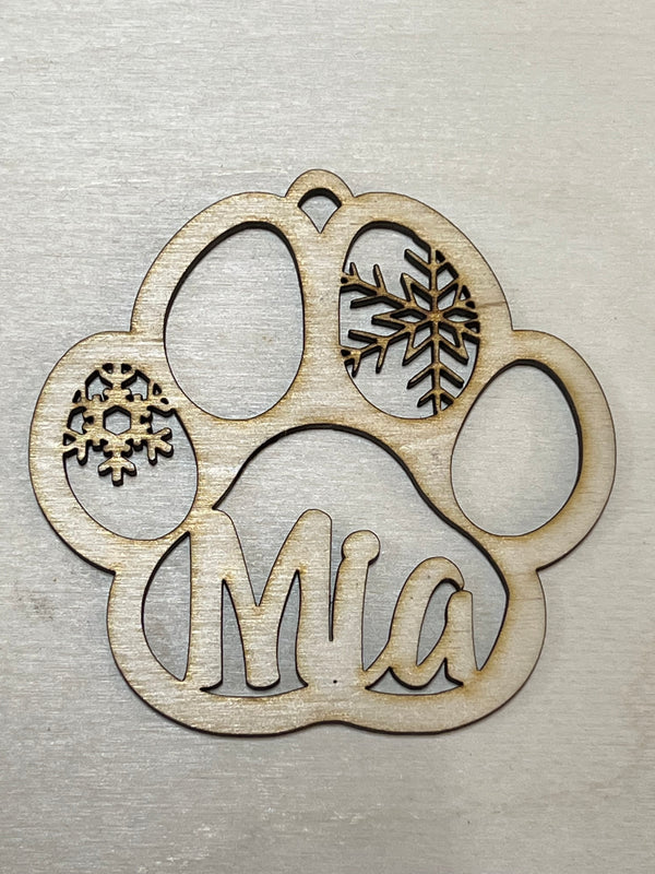 Dog and Cat Paw lasered ornaments